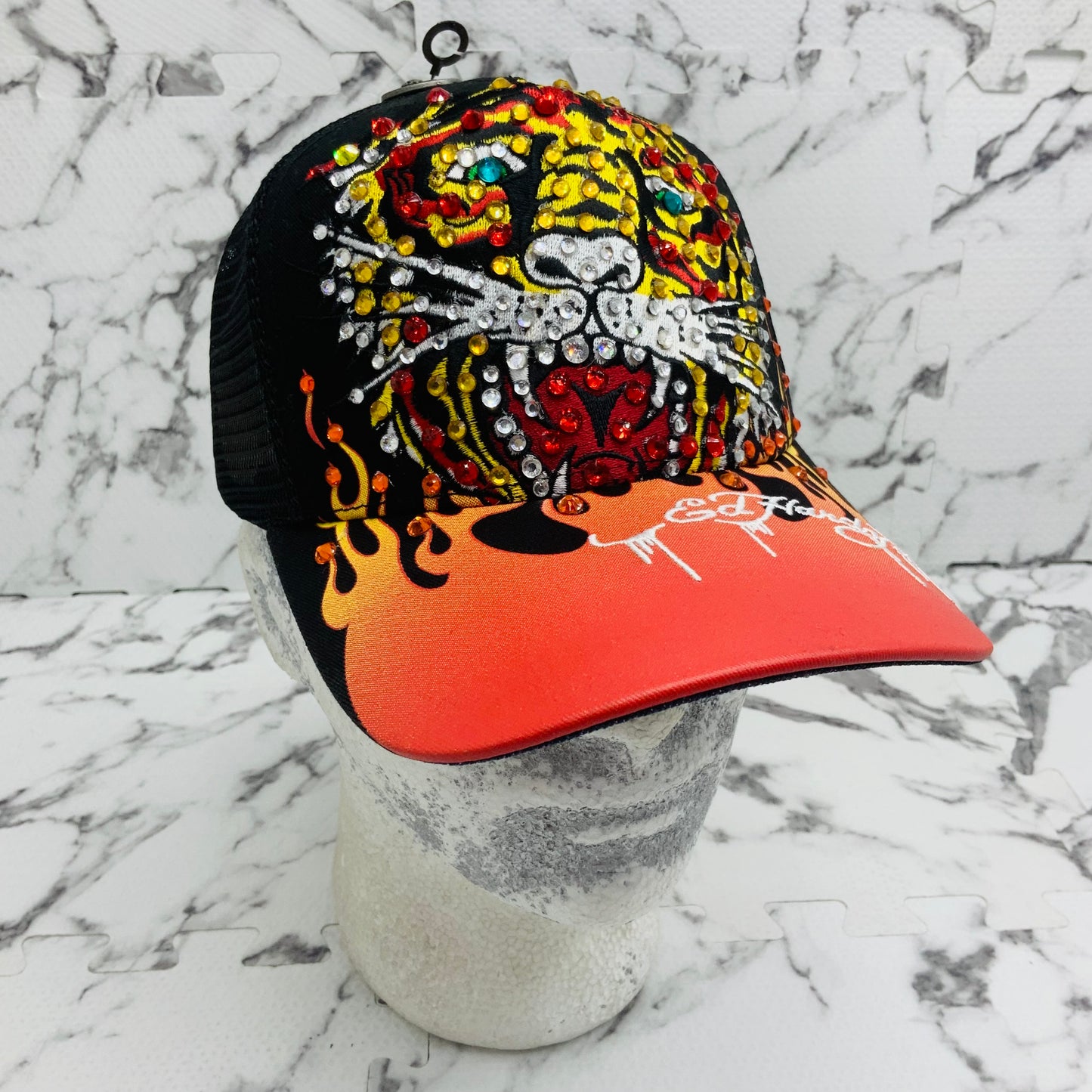 Men's Ed Hardy Tiger Black | Orange | Yellow | Red Rhinestone Trucker Hat NWT