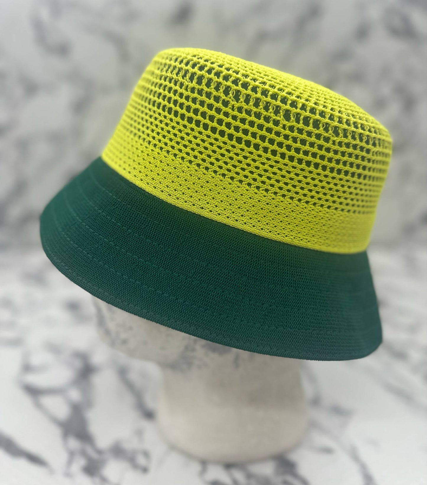 Men's Kangol Lime Green | Forest Green Double Mesh Lahinch Bucket Hat NWT