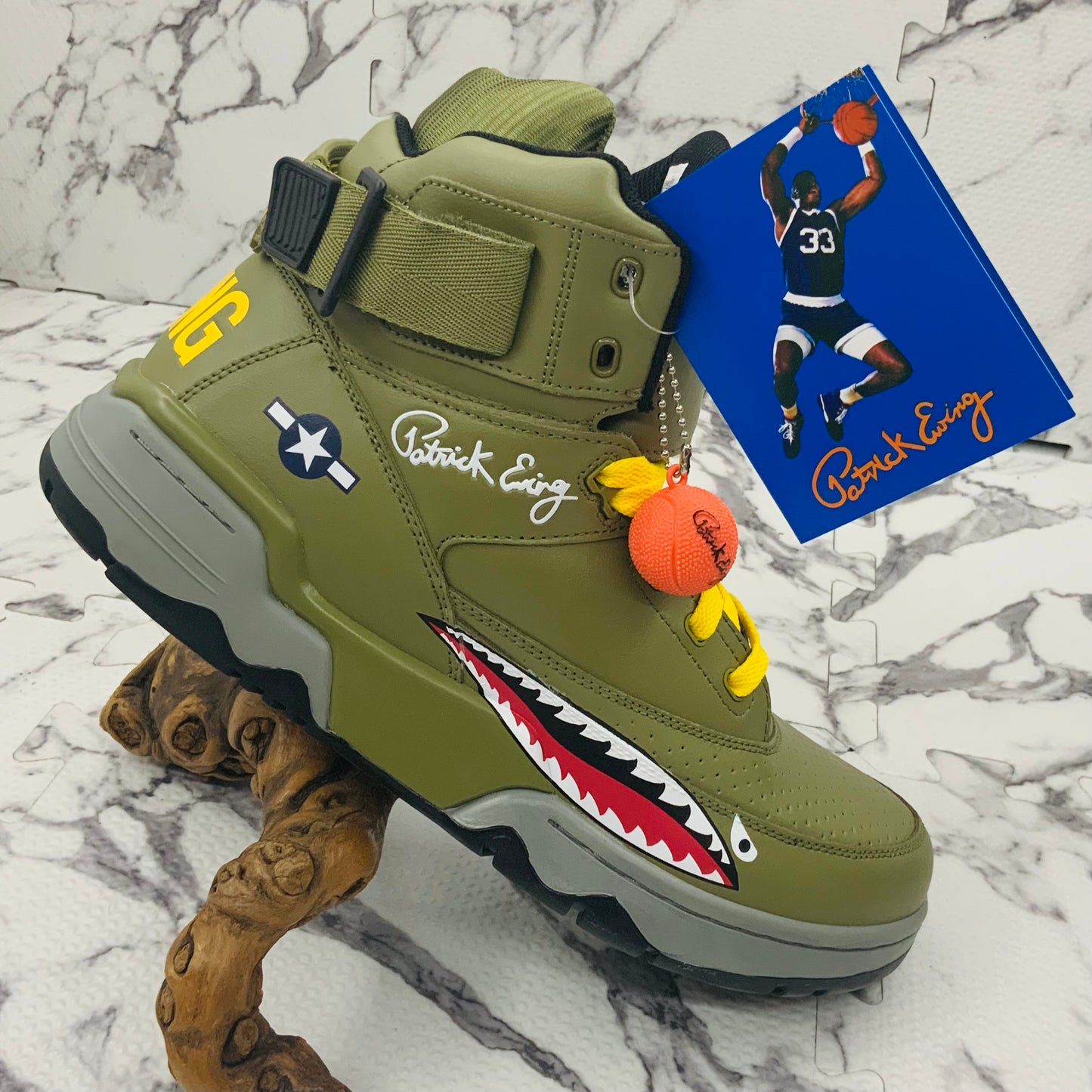 Men’s Patrick Ewing 33 HI x KOOL G RAP Olive| Red | Yellow Sneakers NWT