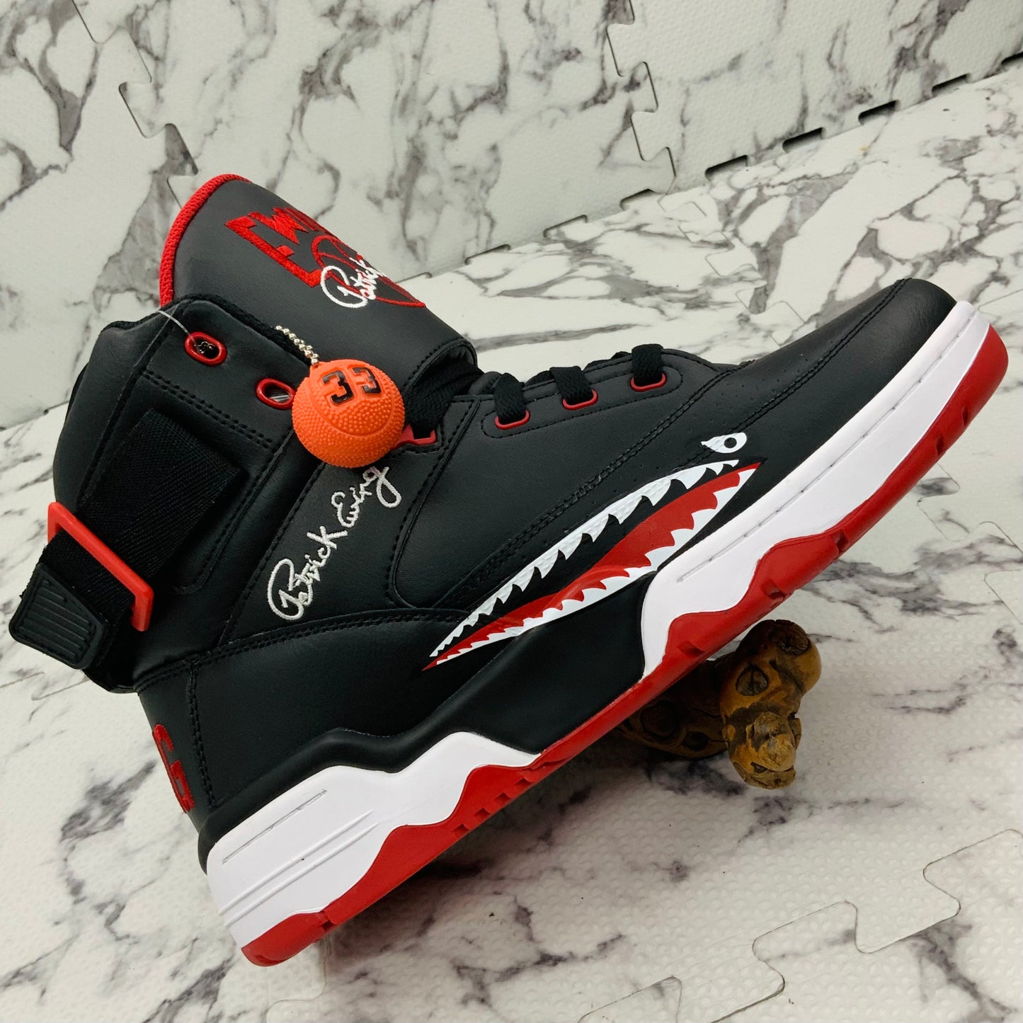 Men’s Patrick Ewing 33 HI Black | Red | White SHARK Sneakers NWT
