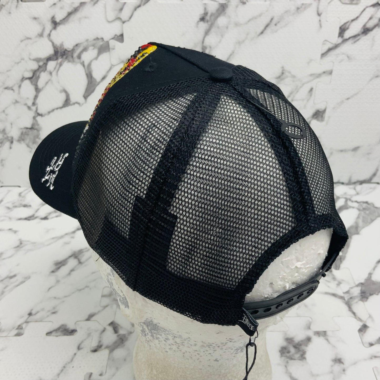Men's Ed Hardy Tiger Black | Yellow | Red Rhinestone Trucker Hat NWT