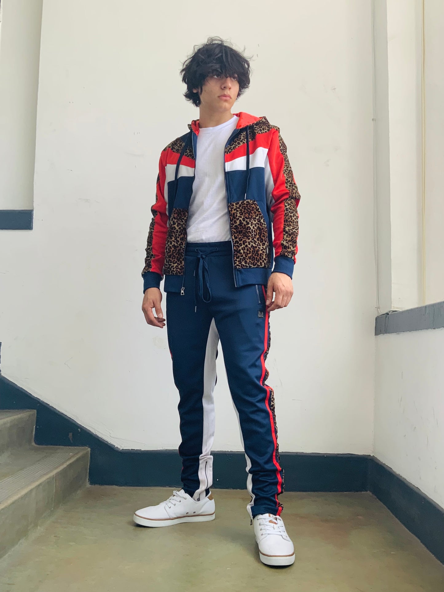 Men's Makobi Leopard Print Navy | Red | White Tracksuits NWT