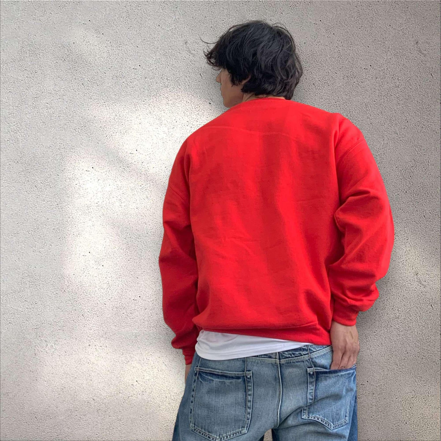 Men's Troop Red White Fleece Pull Over Crewneck NWT
