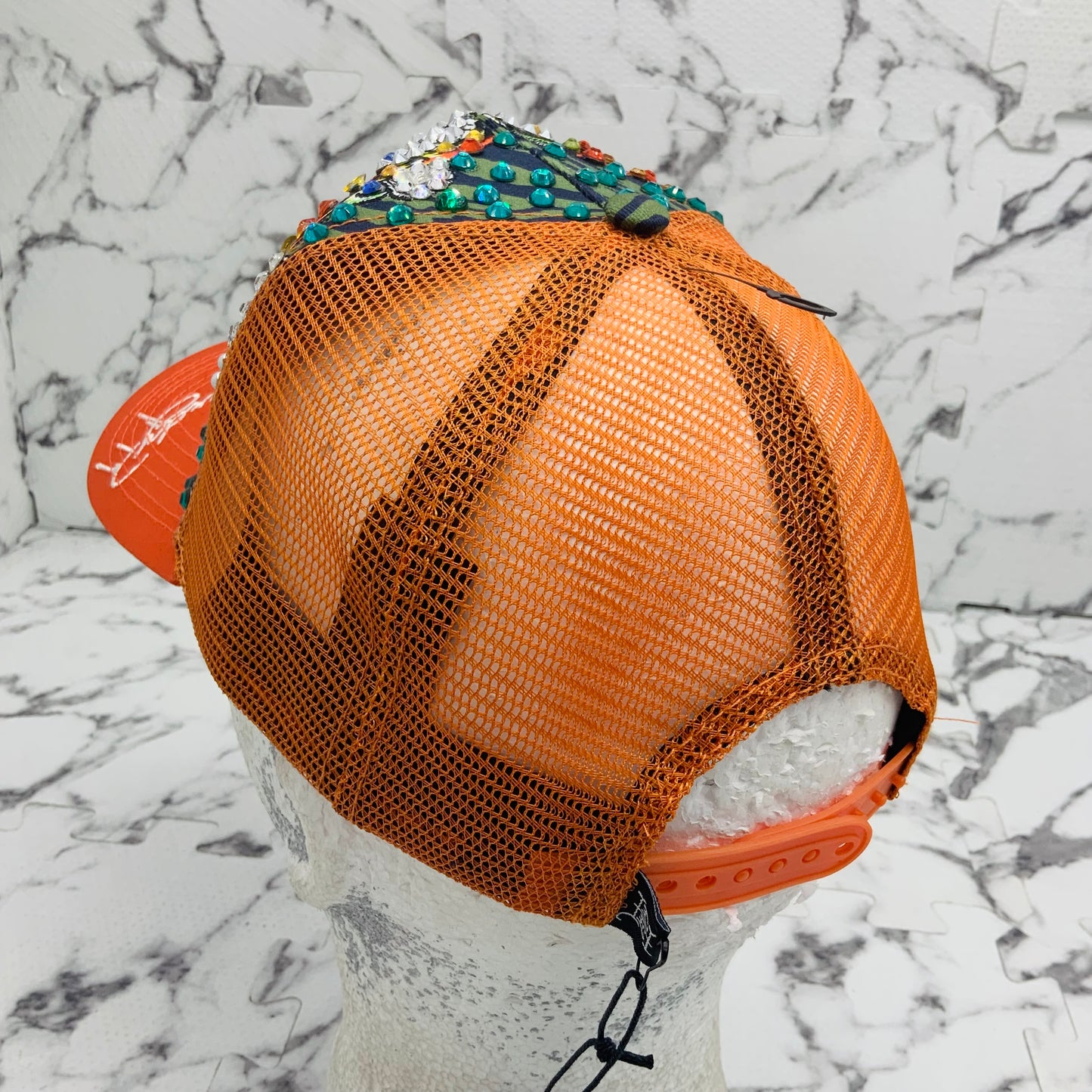 Men's Ed Hardy Tiger Orange | Multicolor Rhinestone Trucker Hat NWT