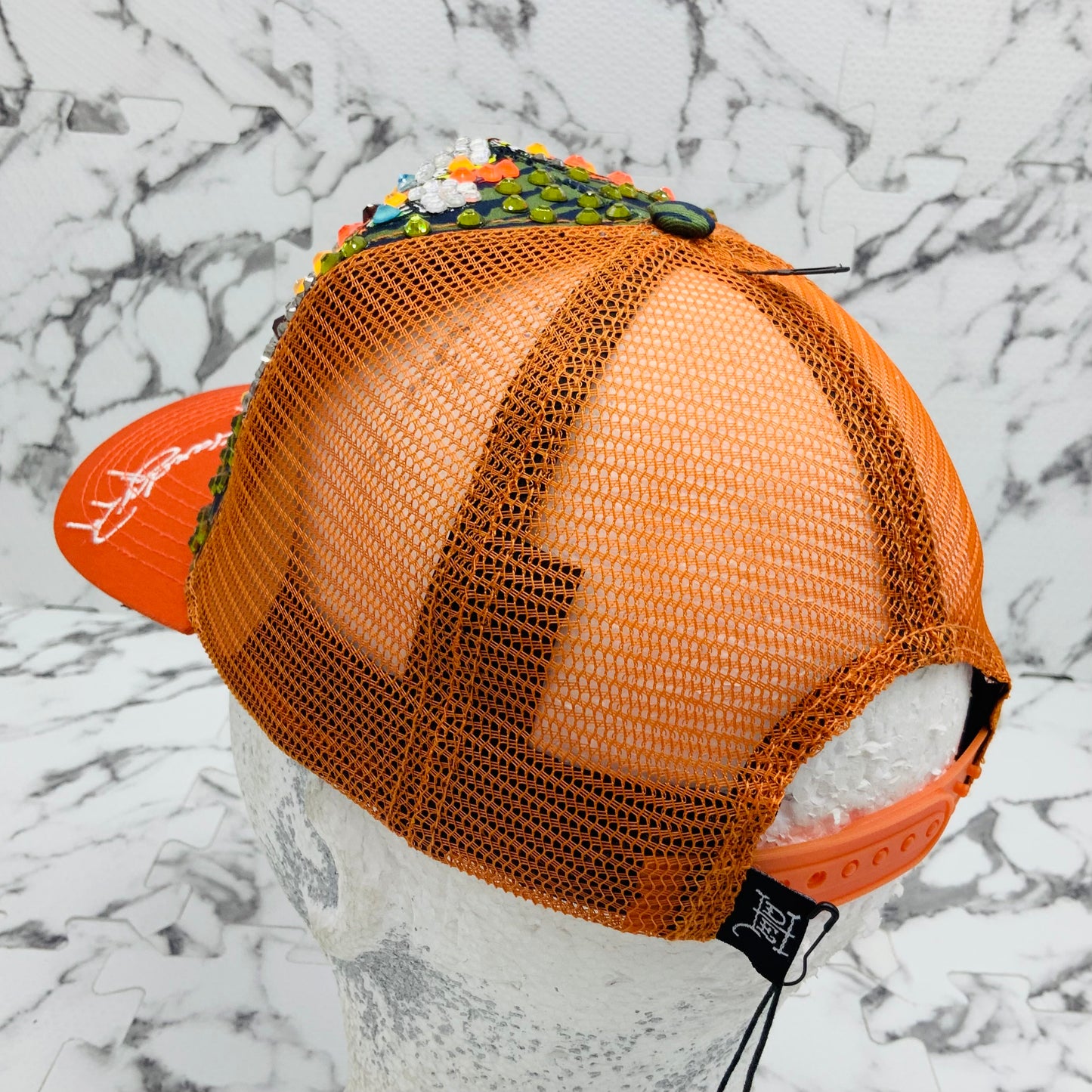 Men's Ed Hardy Tiger Orange | Multicolor Rhinestone Trucker Hat NWT