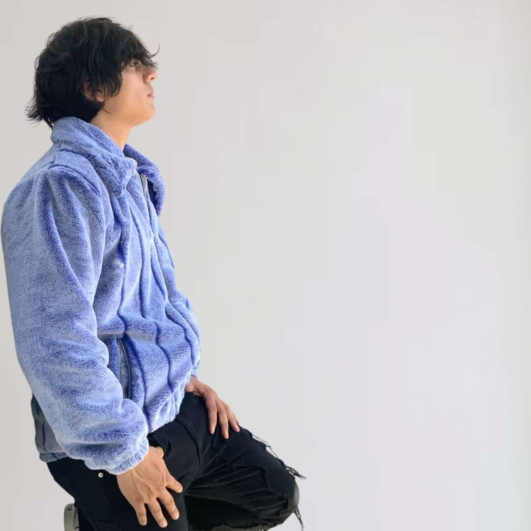 Men's Manzini Royal Blue | White Faux Fur Fuzzy Winter Coat NWT