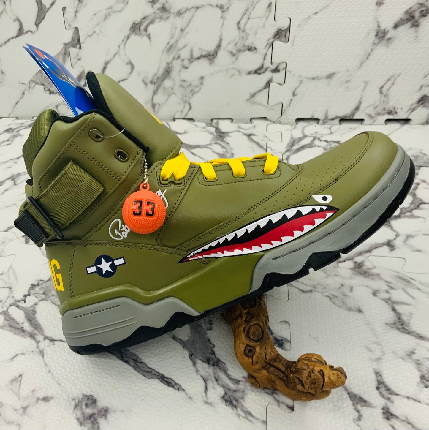 Men’s Patrick Ewing 33 HI x KOOL G RAP Olive| Red | Yellow Sneakers NWT