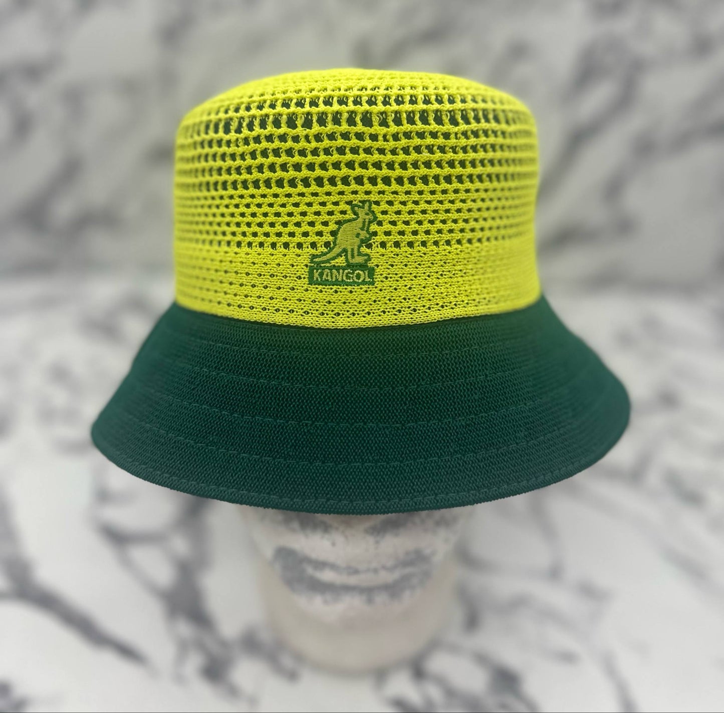 Men's Kangol Lime Green | Forest Green Double Mesh Lahinch Bucket Hat NWT