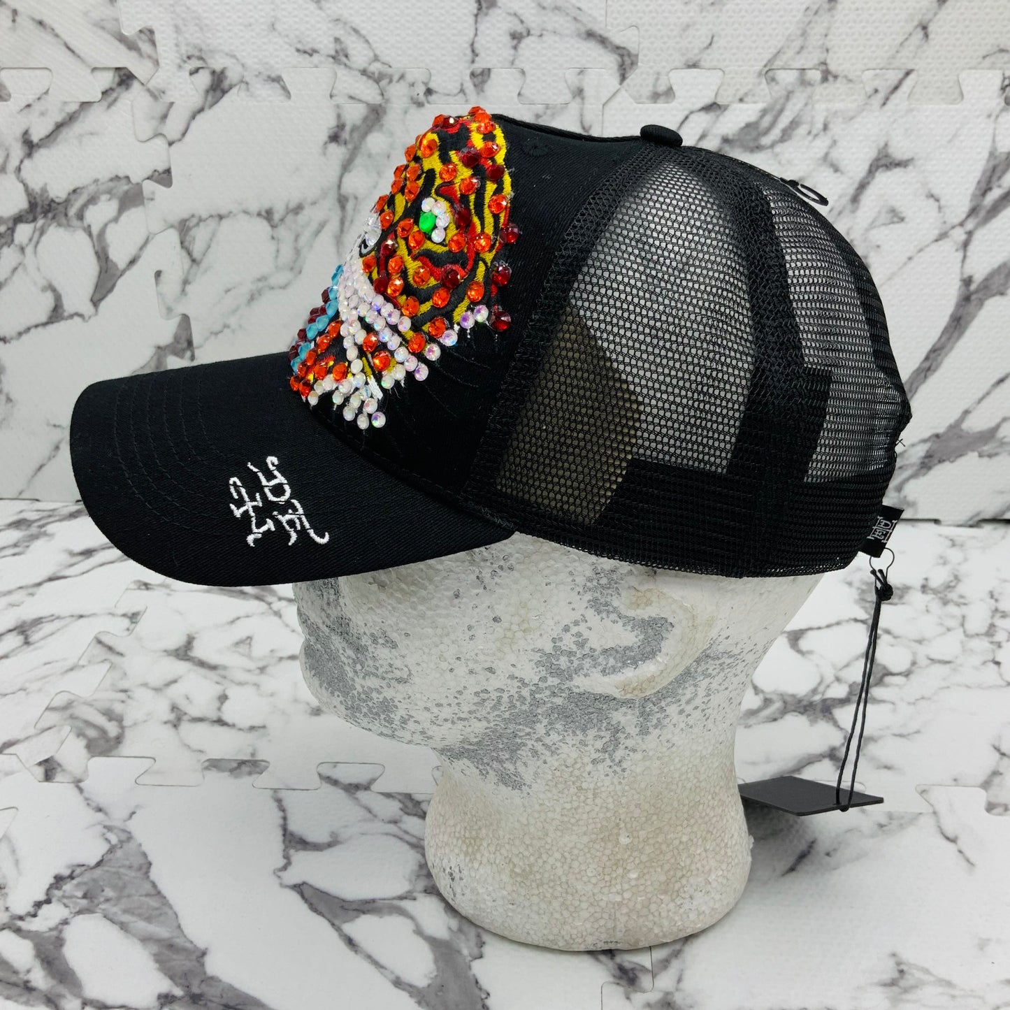 Men's Ed Hardy Tiger Black | Multicolor Rhinestone Trucker Hat NWT
