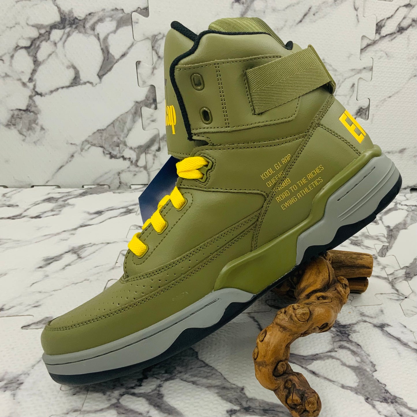 Men’s Patrick Ewing 33 HI x KOOL G RAP Olive| Red | Yellow Sneakers NWT