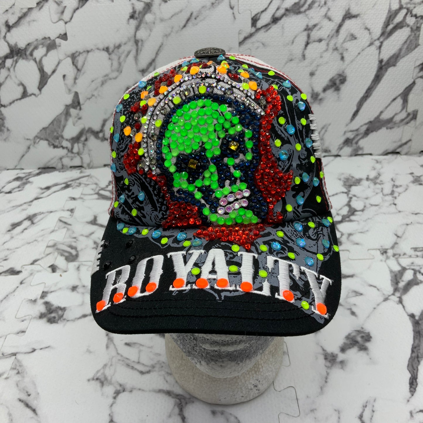 Rebel Spirit Royalty Skull Black | White | Lime Green | Red | Sky Blue Rhinestone Trucker Hat NWT