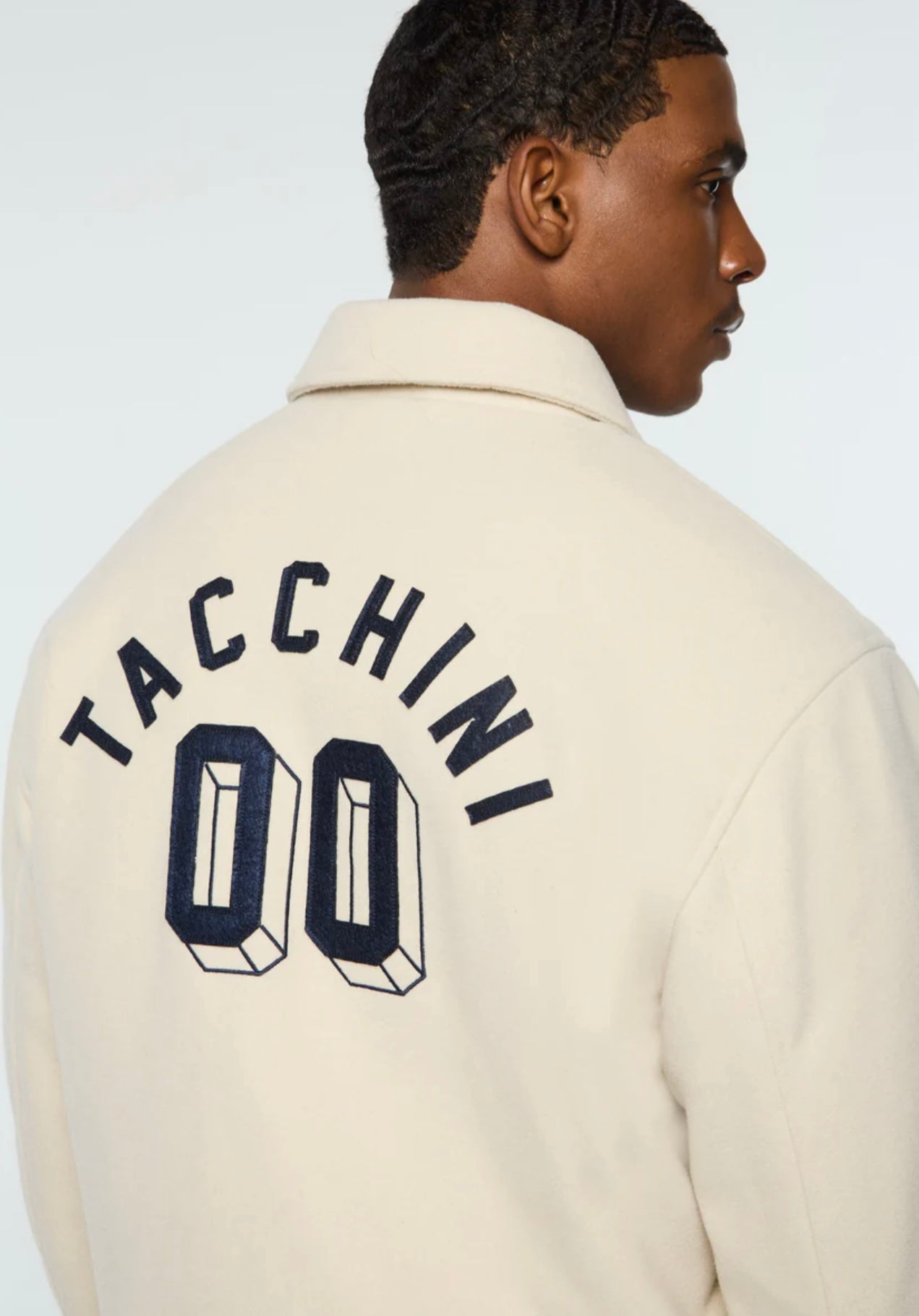 Men’s Sergio Tacchini Natural | Navy Classic Varsity Faux Wool Jacket NWT