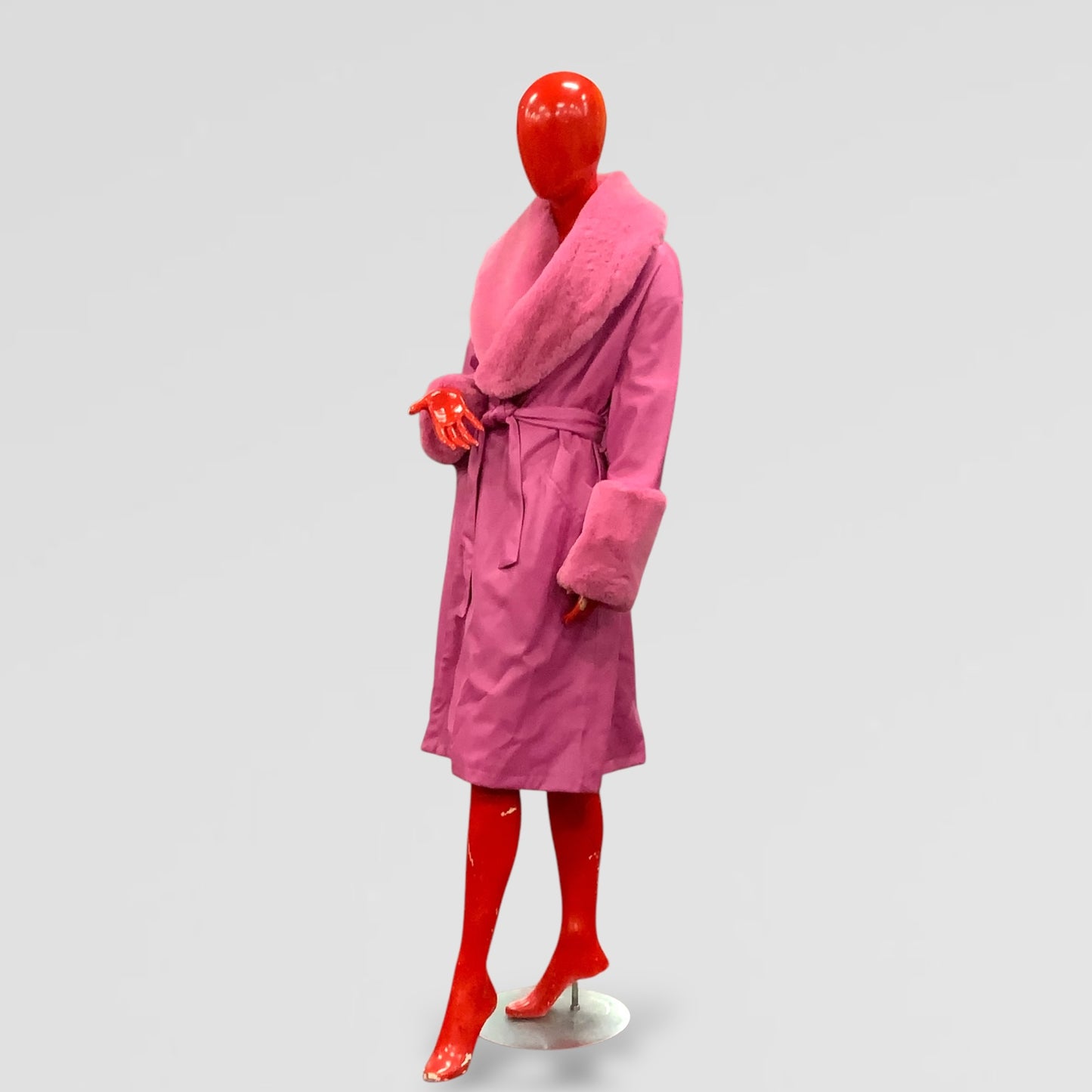 Women’s Bubblegum Pink Faux Leather Fabric & Faux Fur Coat By Jakke NWT