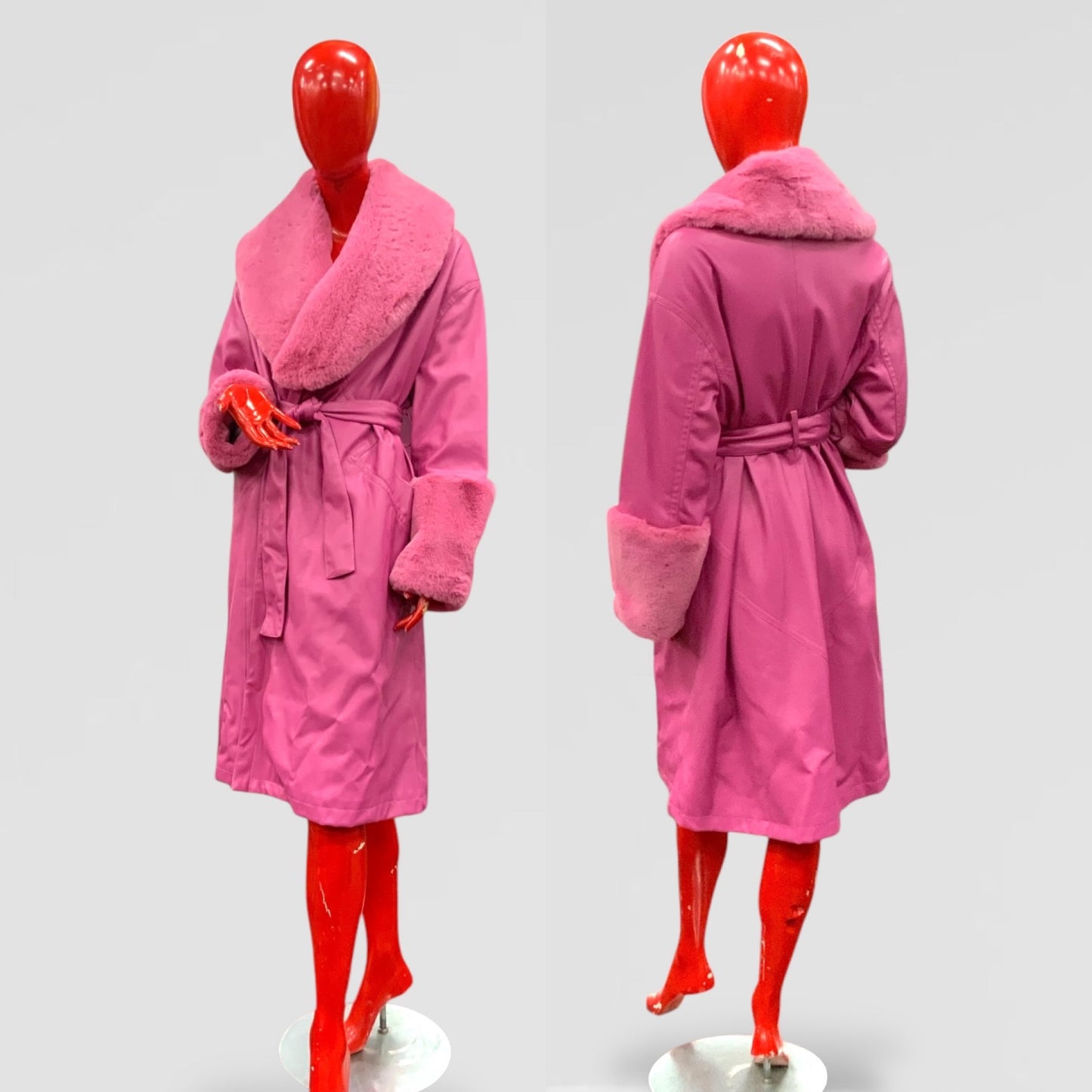 Women’s Bubblegum Pink Faux Leather Fabric & Faux Fur Coat By Jakke NWT