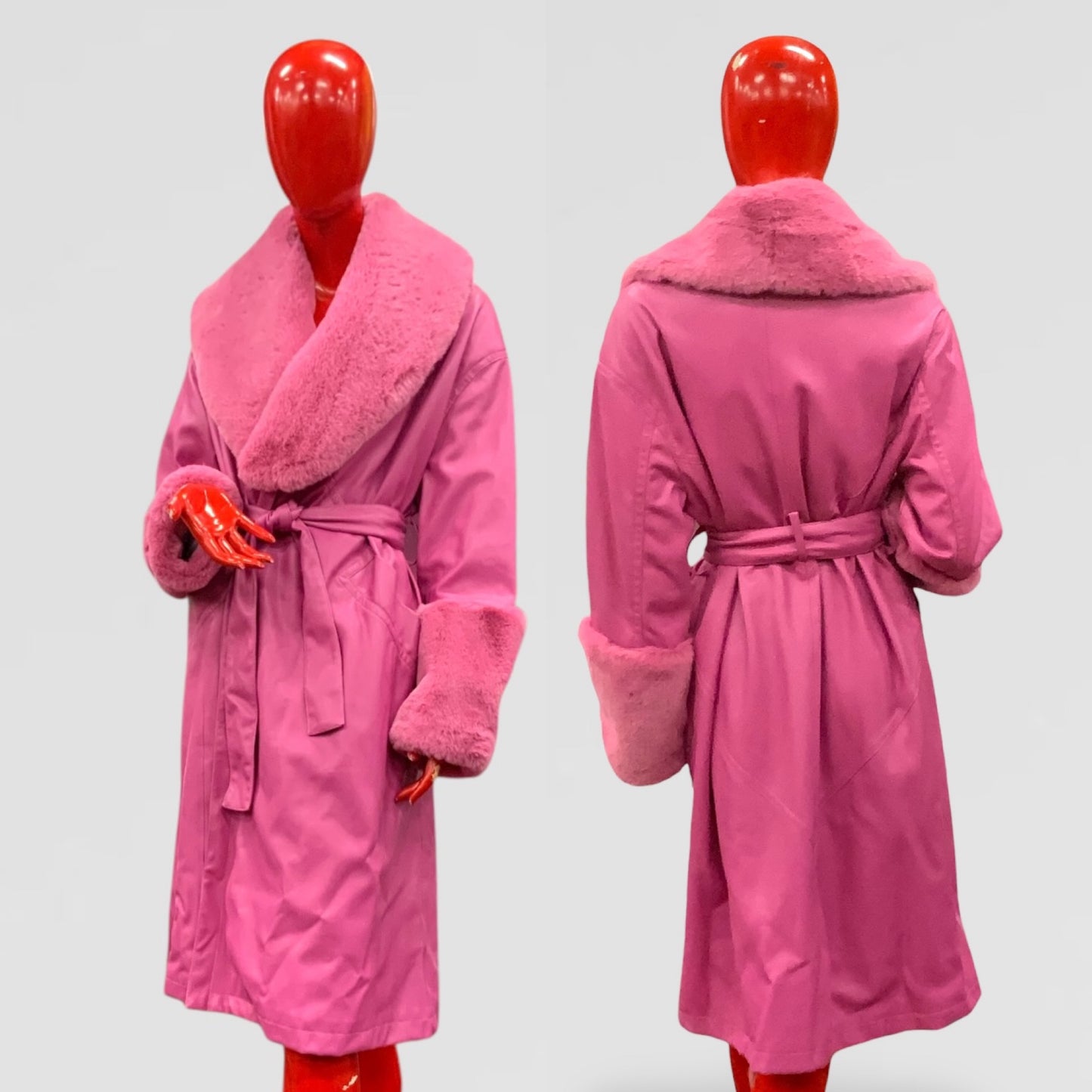 Women’s Bubblegum Pink Faux Leather Fabric & Faux Fur Coat By Jakke NWT