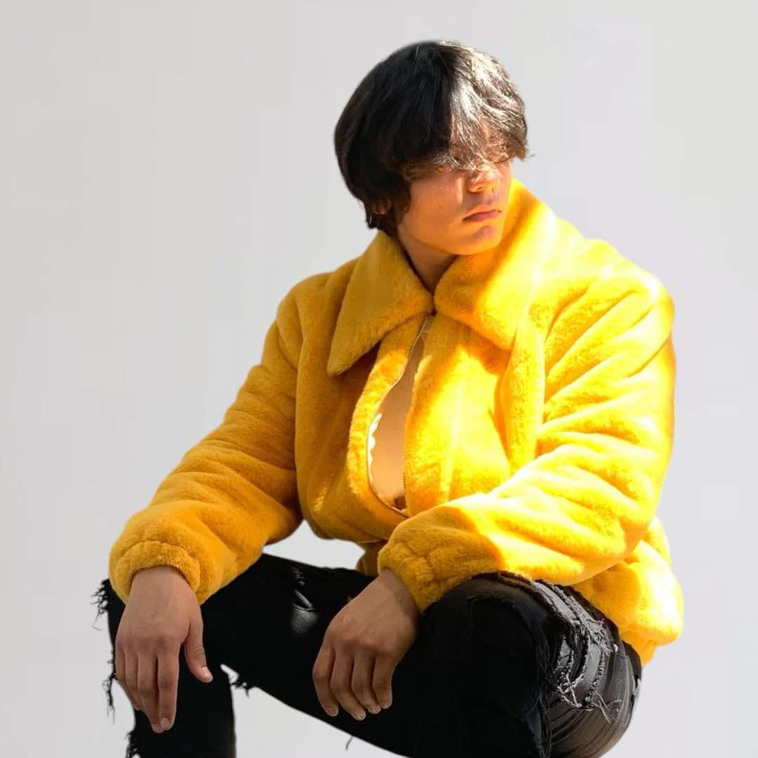 Men's Manzini Mustard Faux Fur Fuzzy Casual Coat NWT