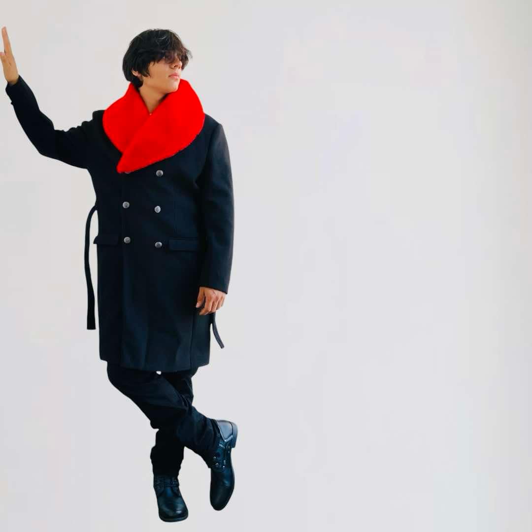 Men's Manzini Black | Red Faux Fur Casual Overcoat NWT