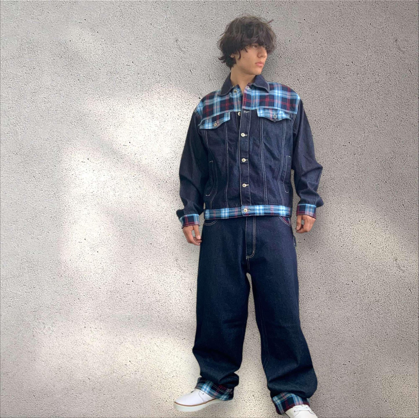 Men's Fashion Dk Blue | Plaid Denim Jackets (PANTS NOT INCLUDED) NWT