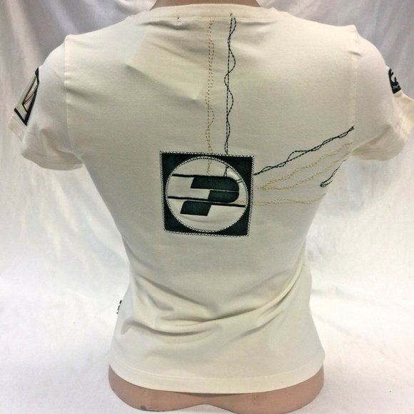 Women's Pepe Jeans Ivory | Green Tee Shirt NWT