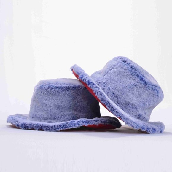 Men's Manzini Royal Blue | White | Red Bottom Faux Fur Hat NWT