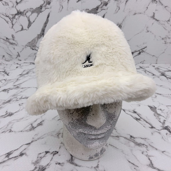 Men's Kangol Off White Faux Fur Fuzzy Casual Bucket Hat NWT