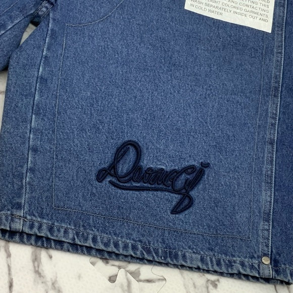 Men's Davoucci Mid Blue Signature Denim Shorts NWT