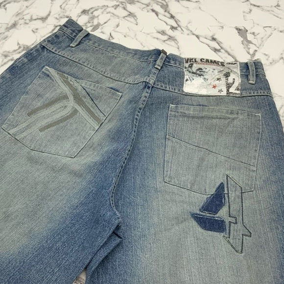 Men's Vokal by Nelly Mid Blue Dirty Denim Shorts NWT