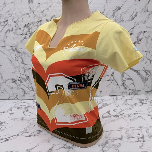 Women's Azzure Yellow | Wheat | Orange | Brown Short Sleeve Tee Shirt NWT