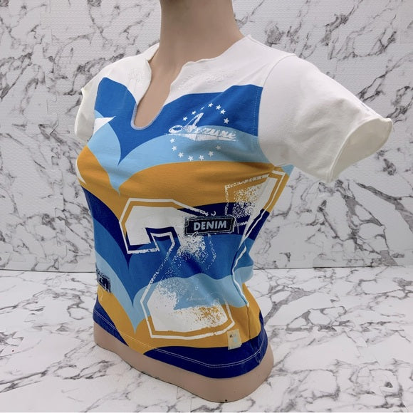 Women's Azzure White | Blue | Sky | Wheat Short Sleeve Tee Shirt NWT
