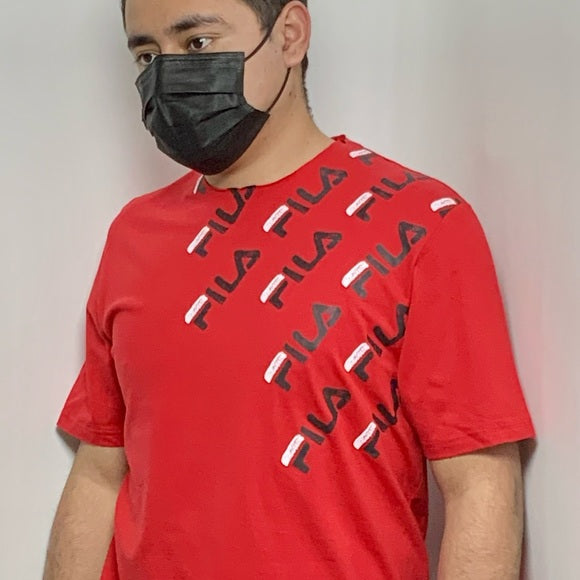 Men's Fila Red | Black Short Sleeve Tee Shirt