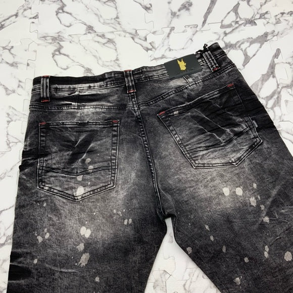 Men's Makobi Black | White Denim Shorts NWT