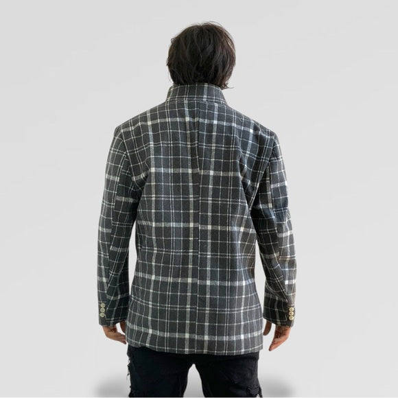 Men's Manzini Grey | White Detachable Scarf Casual Coat NWT