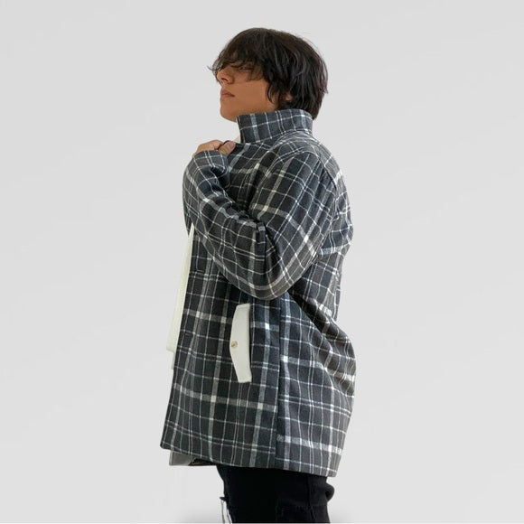 Men's Manzini Grey | White Detachable Scarf Casual Coat NWT