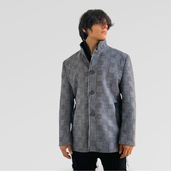 Men's Manzini Grey | Black Detachable Scarf Casual Coat NWT