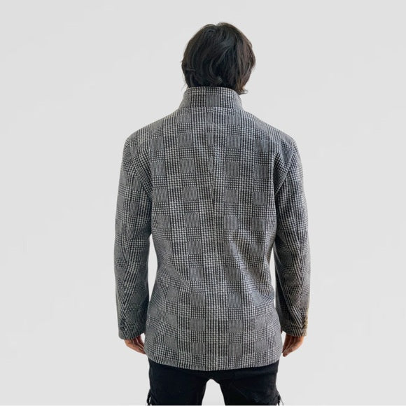 Men's Manzini Grey | Black Detachable Scarf Casual Coat NWT