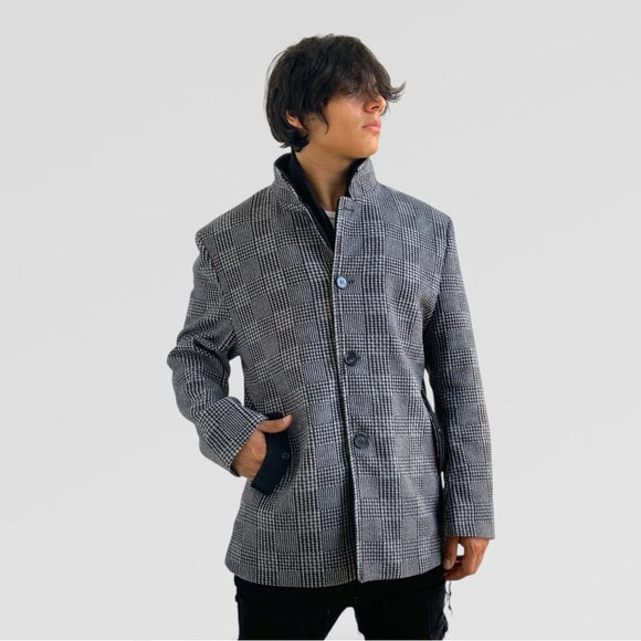Men's Manzini Grey | Black Detachable Scarf Casual Coat NWT