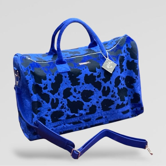 SOLD OUT Men's Tote & Carry Royal Blue | Black Faux Fur Duffle Bags NWT