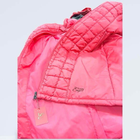 Women's Lady Enyce Pink Quilted Long Puffer Jacket NWT