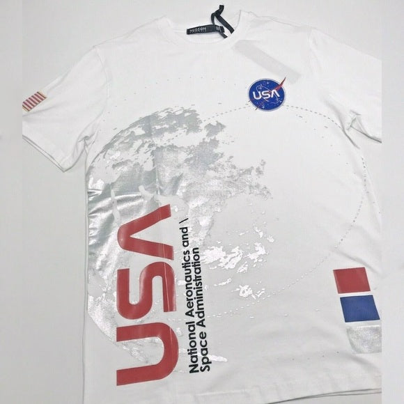 Men's Hudson USA White Short Sleeve Tee Shirt NWT