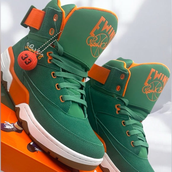 Men’s PATRICK EWING 33 HI ST Patrick’s Day Green | Orange | White Sneakers NWT