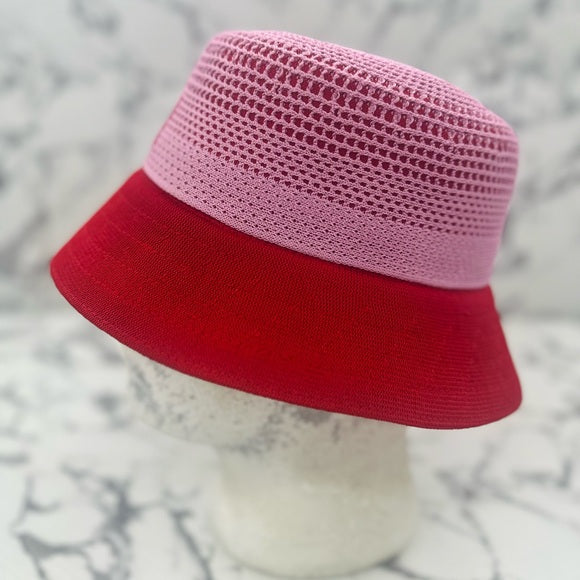 Men's Kangol Pink | Red Double Mesh Lahinch Bucket Hat NWT