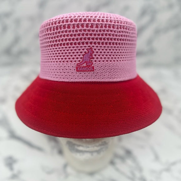 Men's Kangol Pink | Red Double Mesh Lahinch Bucket Hat NWT