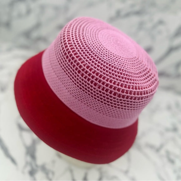 Men's Kangol Pink | Red Double Mesh Lahinch Bucket Hat NWT