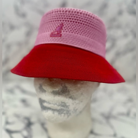 Men's Kangol Pink | Red Double Mesh Lahinch Bucket Hat NWT
