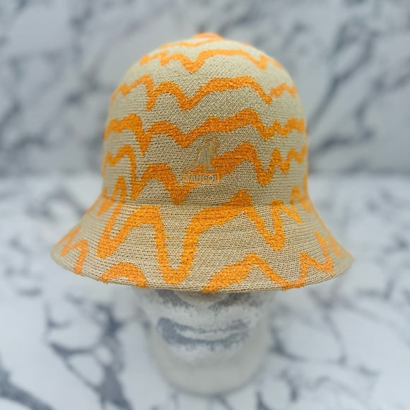 Men's Kangol Khaki | Orange Meltdown Casual Bucket Hat NWT