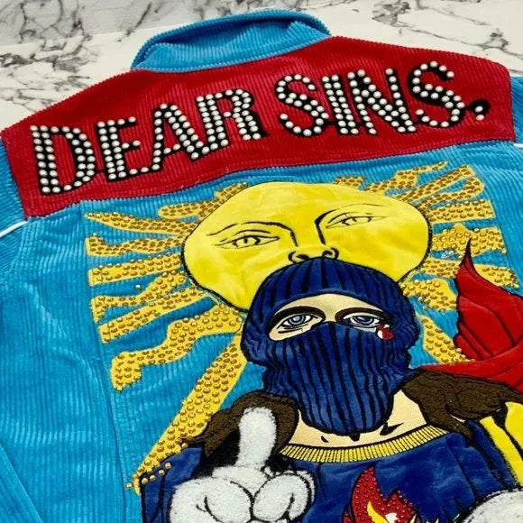 SOLD OUT Men’s Frost Originals Dear Sins Sky Blue | Red Corduroy Jacket NWT