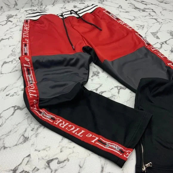 Men's Le Tigre Grey | Red | Black Fleece Tracksuit Outfit Set NWT
