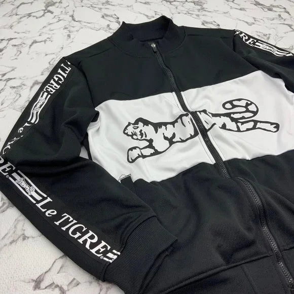 Men's Le Tigre Black | White Fleece Track Jacket NWT