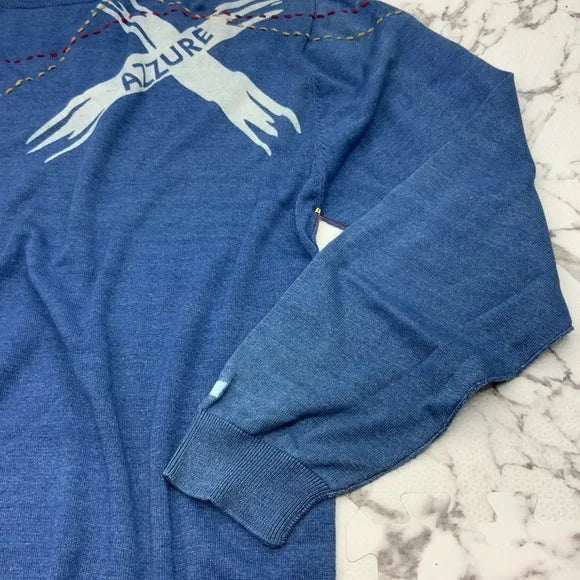 Men's Azzure Vintage Style Blue | White Crewneck Sweatshirt NWT
