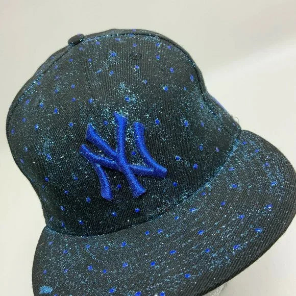 New Era Cap MLB NY Yankees Black Royal Blue Glittered 59FIFTY Hat
